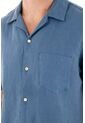 Tennis Camisa Manga Corta En 100% Lino Azul Para Hombre de Tennis