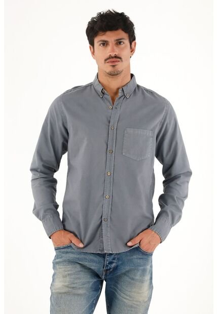 Tennis Camisa Oxford Manga Larga Azul Para Hombre