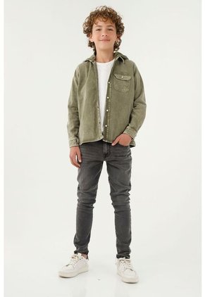 Camisa Tipo Chaqueta Verde Para Niño