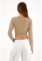 Tennis Camiseta Crop Manga Larga Café Para Mujer de Tennis