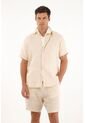 Camisa Manga Corta En 100% Lino Crudo Para Hombre de Tennis