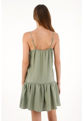 Tennis Vestido Corto De Tela Con Textura Verde Para Mujer
