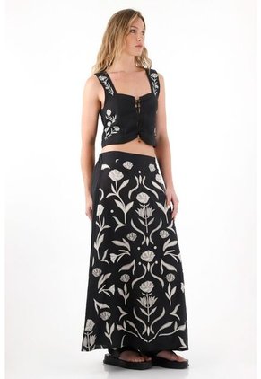 Tennis Camisa Tipo Corsé En Lino 100% Negra Para Mujer