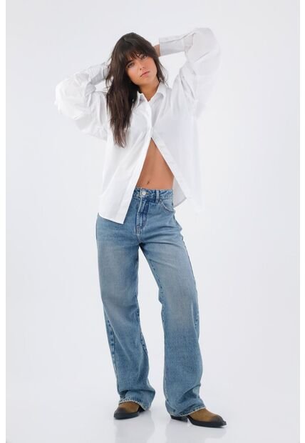 Tennis Camisa Para Mujer En Algodón Blanco Oversize Con Manga Larga