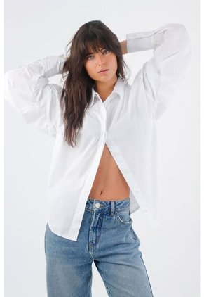 Tennis Camisa Para Mujer En Algodón Blanco Oversize Con Manga Larga