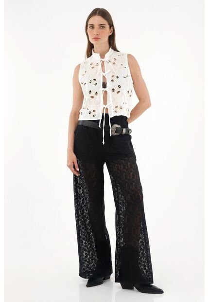 Tennis Chaleco De Tiras Y Bordados Para Mujer