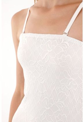 Tennis Vestido Largo En Encaje Con Boleros Crudo Para Mujer