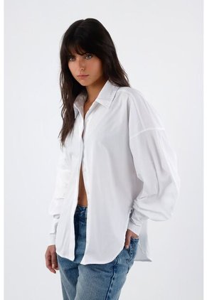 Tennis Camisa Para Mujer En Algodón Blanco Oversize Con Manga Larga