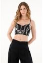 Tennis Crop Top Negro Con Escote Corazón Para Mujer de Tennis