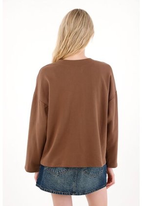 Tennis Buzo Tipo Cárdigan Con Flores Café Para Mujer