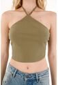 Tennis Camiseta Crop Cuello Halter Verde Para Mujer de Tennis