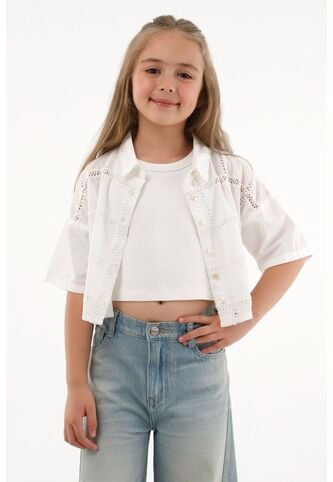Camisa Con Diseño A Cuadros Crudo Para Niña Tennis