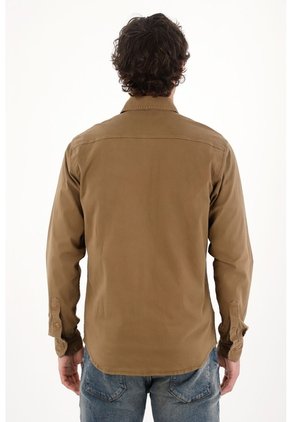 Tennis Camisa En Dril Con Bolsillos Verde Para Hombre