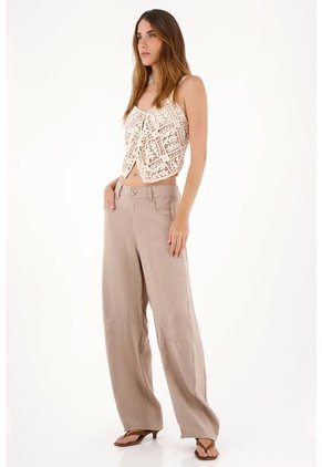 Tennis Camisa Crop En Tela Tejida Crudo Para Mujer