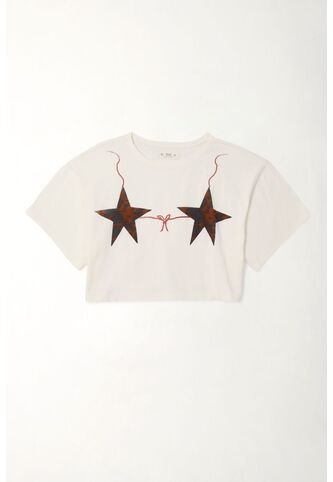 Camiseta Boxy Fit Estampada Crudo Para Mujer Tennis