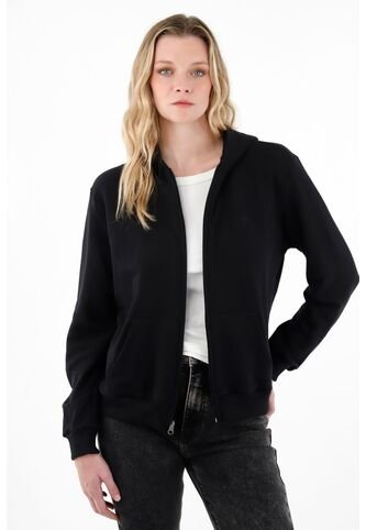 Buzo Negro Con Cierre Para Mujer Tennis