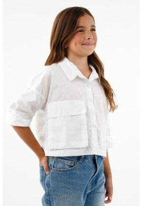 Camisa Blanca Con Cuello Clásico Para Niña