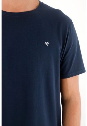 Tennis Camiseta Azul Manga Corta Para Hombre