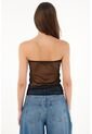 Tennis Camiseta Strapless En Malla Negra Para Mujer de Tennis