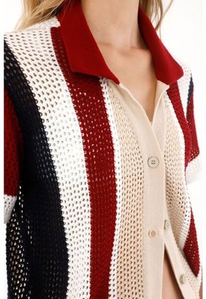 Tennis Camisa Tejida Con Diseño A Rayas Multicolor Para Mujer