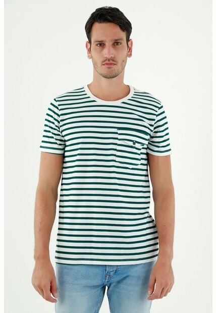 Tennis Camiseta De Rayas Verdes Para Hombre