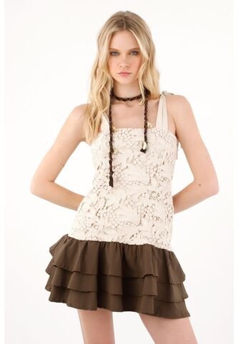 Tennis Vestido Corto De Escote Recto Crudo Para Mujer Tennis