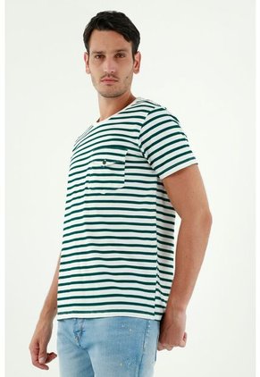 Tennis Camiseta De Rayas Verdes Para Hombre