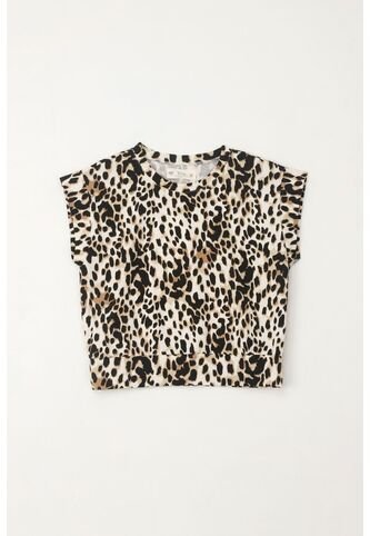 Camiseta Manga Sisa De Animal Print Para Niña Tennis