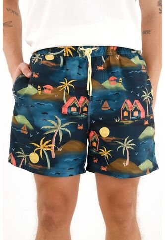 Tennis Pantaloneta De Baño Azul Estampada Para Hombre Tennis