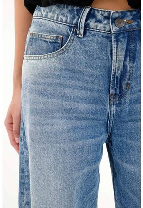 Tennis Jean Wide Leg De Tiro Medio Oscuro Para Mujer