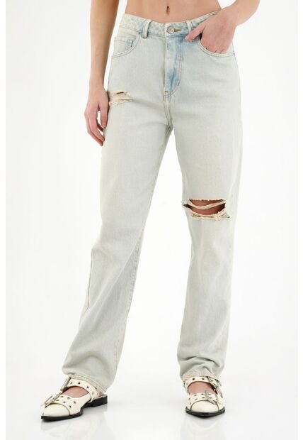 Tennis Jean Recto Tono Claro Para Mujer