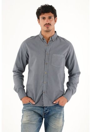 Tennis Camisa Oxford Manga Larga Azul Para Hombre