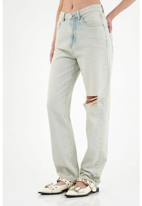 Tennis Jean Recto Tono Claro Para Mujer