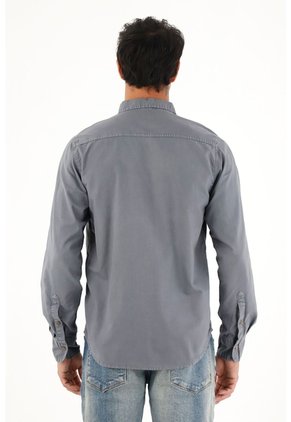 Tennis Camisa Oxford Manga Larga Azul Para Hombre