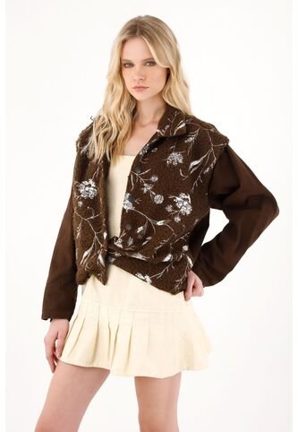 Tennis Abrigo En Tela Ovejero Con Lentejuelas Café Para Mujer Tennis