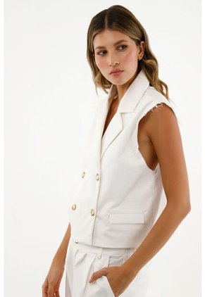 Tennis Chaleco Blanco Tipo Sastre Para Mujer