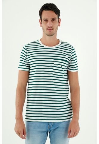 Tennis Camiseta De Rayas Verdes Para Hombre Tennis