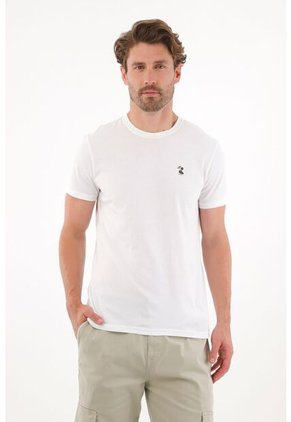 Tennis Camiseta Con Cuello Redondo En Rib Blanca Para Hombre