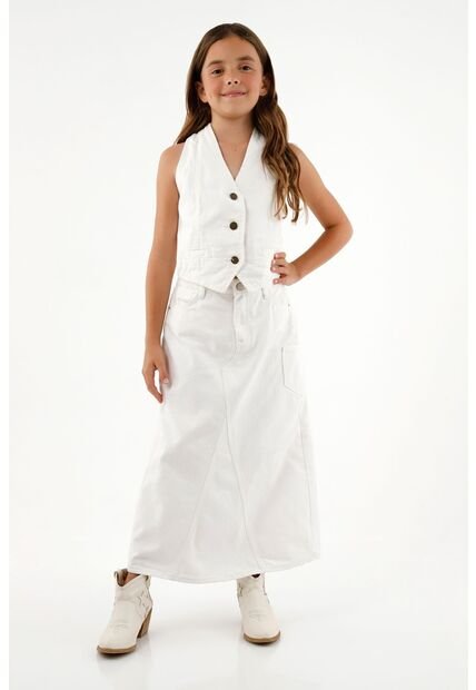 Falda Blanca Cinco Bolsillos Para Niña