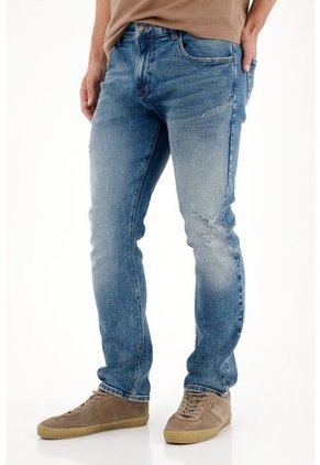 Tennis Jean Nudy Con Desgastes Localizados Azul Para Hombre