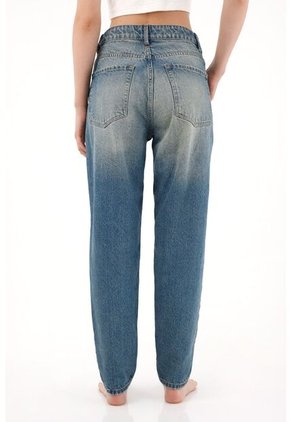 Tennis Jean Mom Fit Tiro Alto Con Realce En Las Costuras Para Mujer