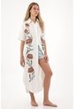Tennis Vestido Largo Tipo Camisa Manga Larga Crudo Para Mujer de Tennis