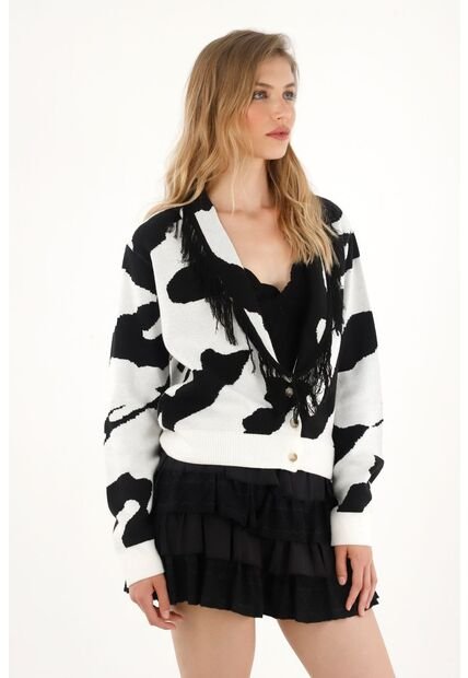 Tennis Buzo De Animal Print Con Flecos Para Mujer