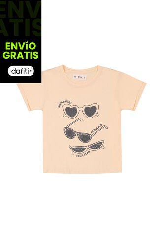 Camiseta Amarilla Con Estampado De Gafas Para Niña Tennis