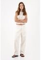 Tennis Pantalón Wide Leg Con Textura En Relieve En Algodón Marfil Para Mujer de Tennis