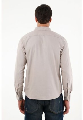 Tennis Camisa De Silueta Clásica Con Raqueta Bordada Gris Para Hombre