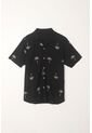 Tennis Camisa En Apariencia Lino Con Diseño De Palmeras Para Hombre de Tennis