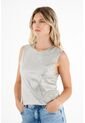 Camiseta Gris Con Detalles Brillantes Para Mujer de Tennis