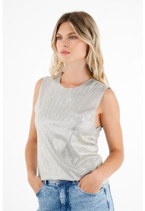 Camiseta Gris Con Detalles Brillantes Para Mujer