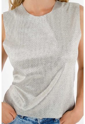 Camiseta Gris Con Detalles Brillantes Para Mujer